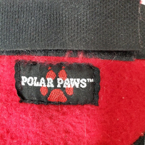 4 pcs Polar Paws Red Fleece Black Canvas Velcro Strap Dog Boots Mittens Booties - Picture 6 of 7